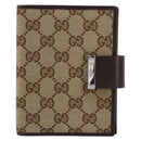 GUCCI GG Canvas Day Planner Cover Beige Silver 115240 Auth 148437-13