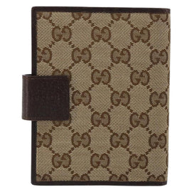 GUCCI GG Canvas Day Planner Cover Beige Silver 115240 Auth 148437 - 0