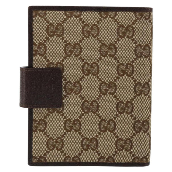 GUCCI GG Canvas Day Planner Cover Beige Silver 115240 Auth 148437