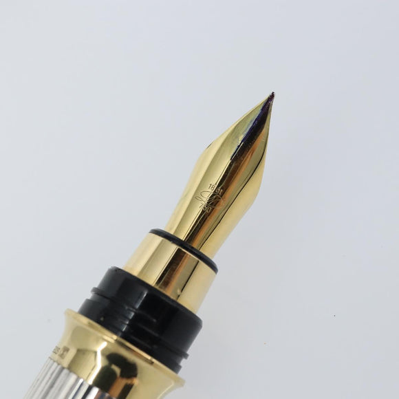 S.T. DUPONT Fountain Pen metal Silver tone Auth 148443