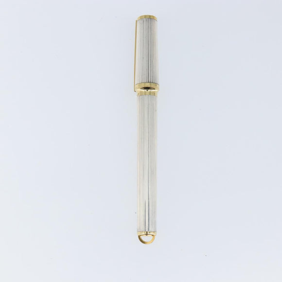 S.T. DUPONT Fountain Pen metal Silver tone Auth 148443