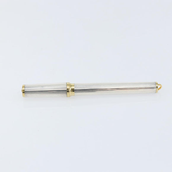 S.T. DUPONT Fountain Pen metal Silver tone Auth 148443