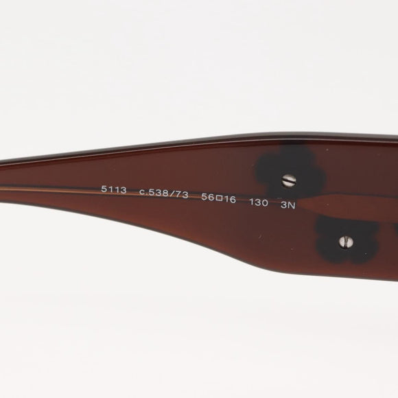 CHANEL Camelia Sunglasses plastic Brown CC Auth 148447