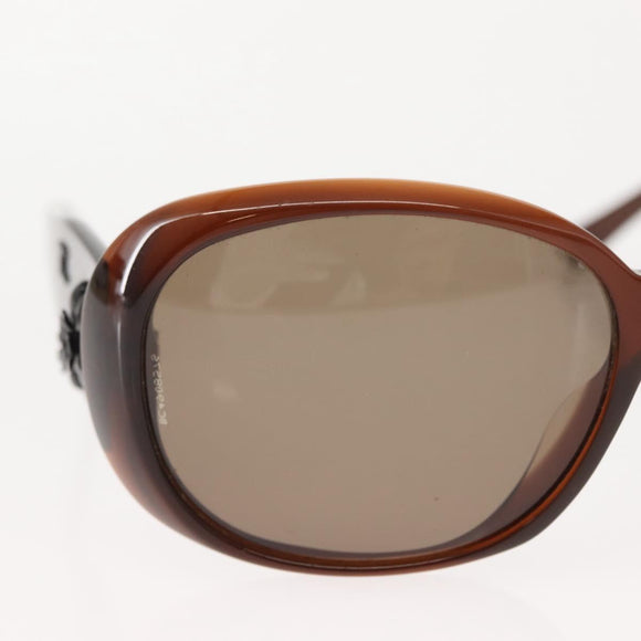 CHANEL Camelia Sunglasses plastic Brown CC Auth 148447