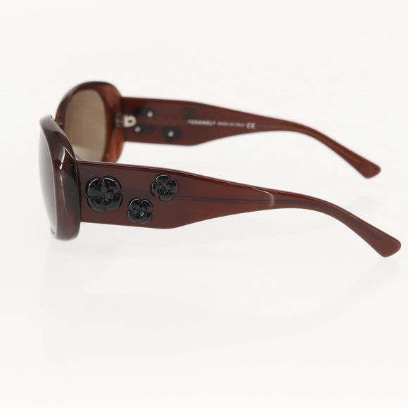CHANEL Camelia Sunglasses plastic Brown CC Auth 148447