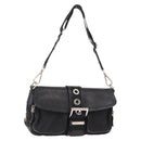 PRADA Shoulder Bag Nylon Black Silver Auth 148452-1