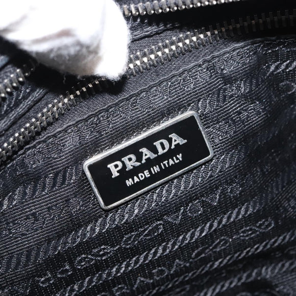 PRADA Shoulder Bag Nylon Black Silver Auth 148452