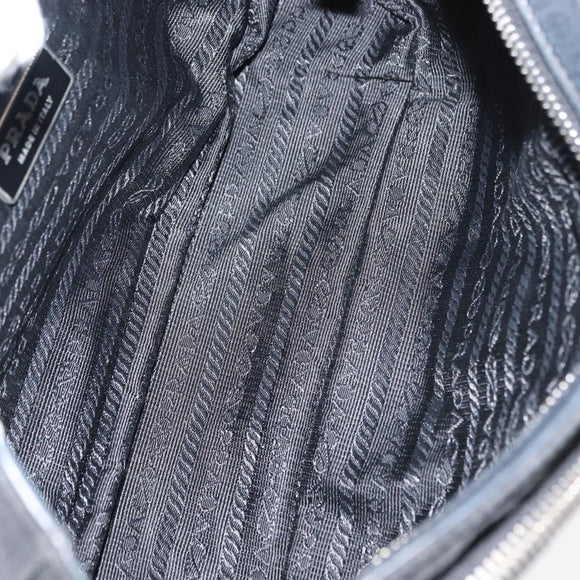 PRADA Shoulder Bag Nylon Black Silver Auth 148452