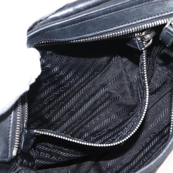 PRADA Shoulder Bag Nylon Black Silver Auth 148452