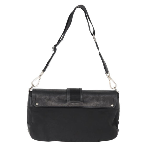PRADA Shoulder Bag Nylon Black Silver Auth 148452