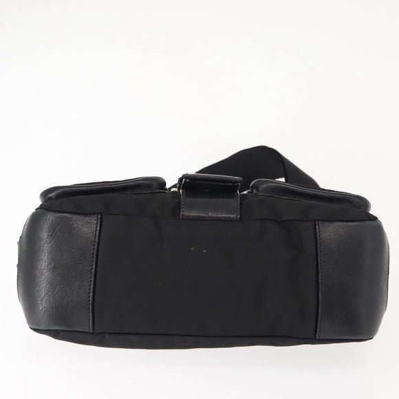 PRADA Shoulder Bag Nylon Black Silver Auth 148452