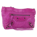 BALENCIAGA Classic Pouch Leather Purple 110481 Auth 148453-1