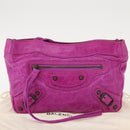 BALENCIAGA Classic Pouch Leather Purple 110481 Auth 148453-12