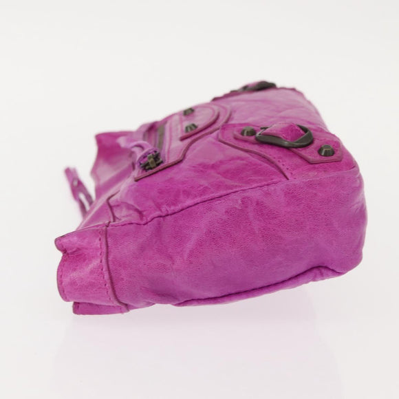 BALENCIAGA Classic Pouch Leather Purple 110481 Auth 148453