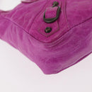 BALENCIAGA Classic Pouch Leather Purple 110481 Auth 148453-7