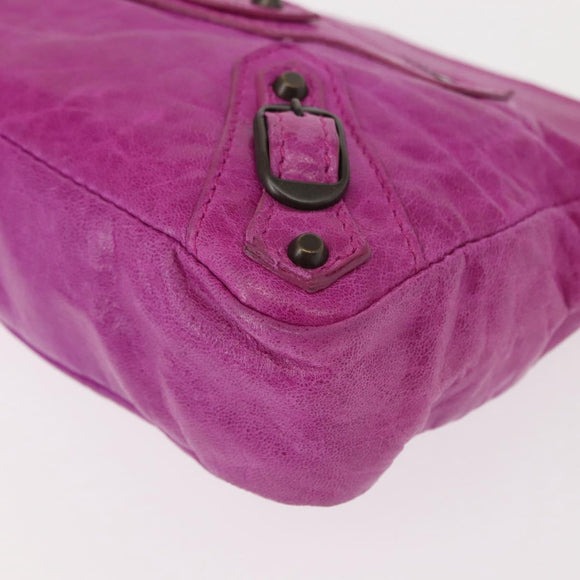 BALENCIAGA Classic Pouch Leather Purple 110481 Auth 148453