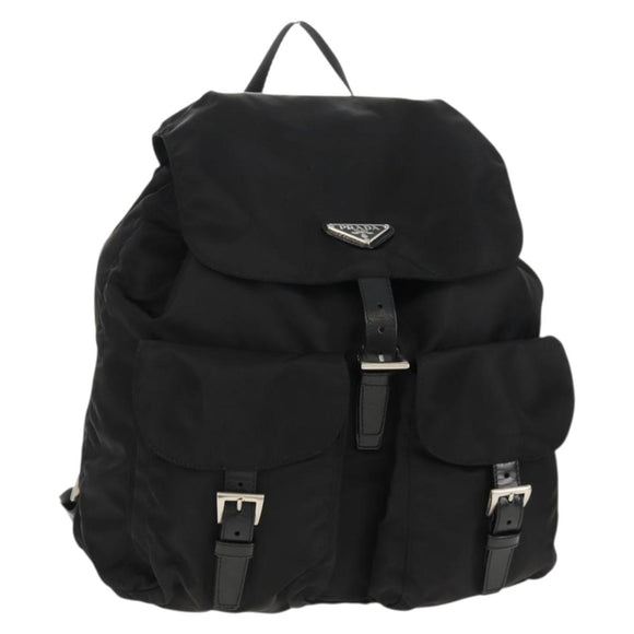 PRADA Backpack Nylon Black Silver Auth 148455V