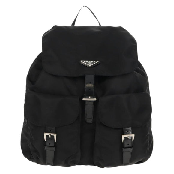 PRADA Backpack Nylon Black Silver Auth 148455V
