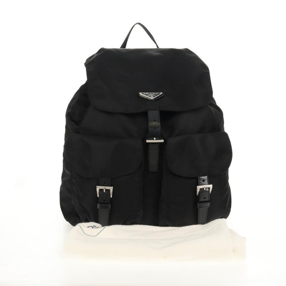 PRADA Backpack Nylon Black Silver Auth 148455V