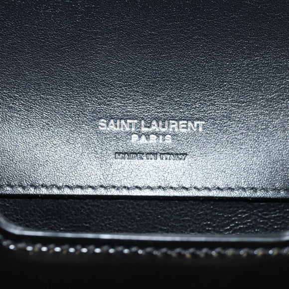 SAINT LAURENT Solferino Shoulder Bag Patent leather Black Silver Auth 148457SAM