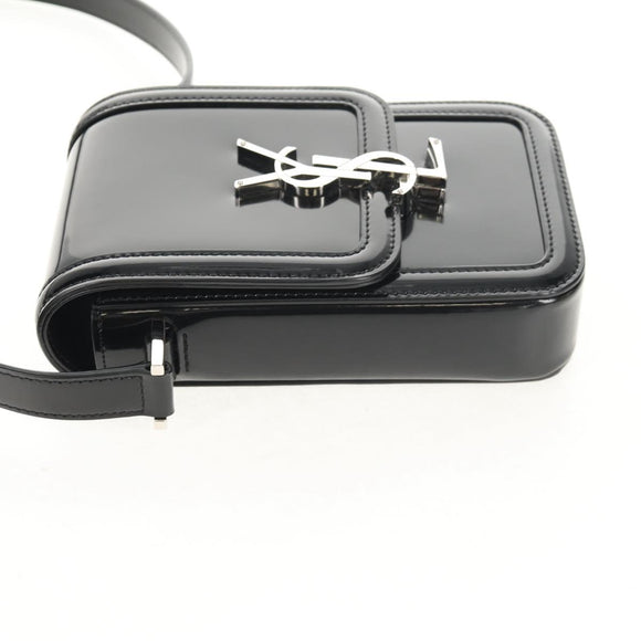 SAINT LAURENT Solferino Shoulder Bag Patent leather Black Silver Auth 148457SAM
