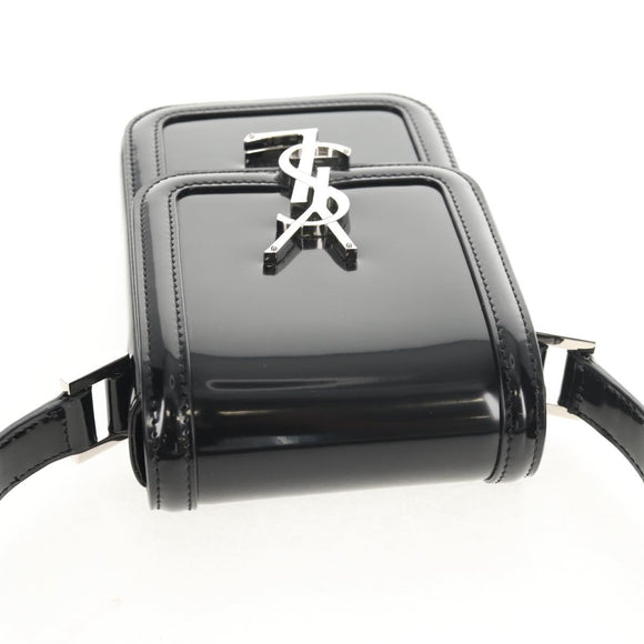 SAINT LAURENT Solferino Shoulder Bag Patent leather Black Silver Auth 148457SAM