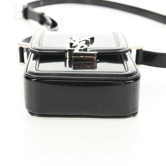 SAINT LAURENT Solferino Shoulder Bag Patent leather Black Silver Auth 148457SAM