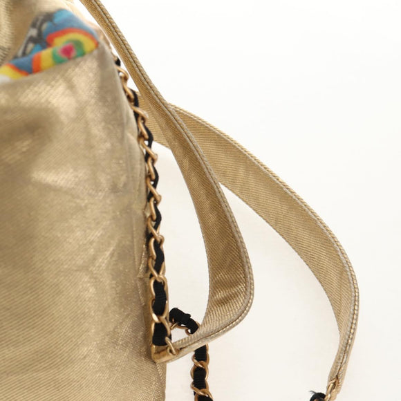 CHANEL Graffiti Backpack Canvas Gold CC Auth 148460SAM
