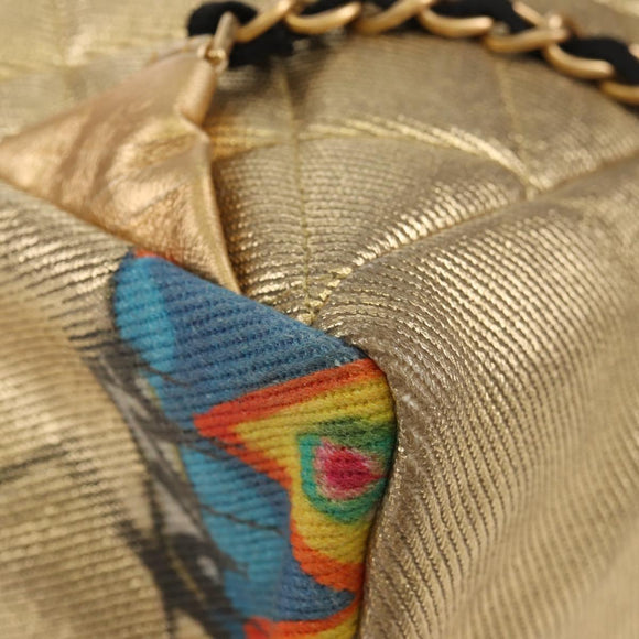 CHANEL Graffiti Backpack Canvas Gold CC Auth 148460SAM