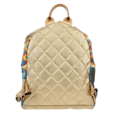 CHANEL Graffiti Backpack Canvas Gold CC Auth 148460SAM - 0