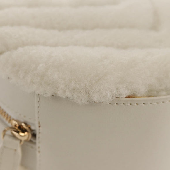 CHANEL V Stitch Chain Shoulder Bag Mouton White Gold CC Auth 148461AM