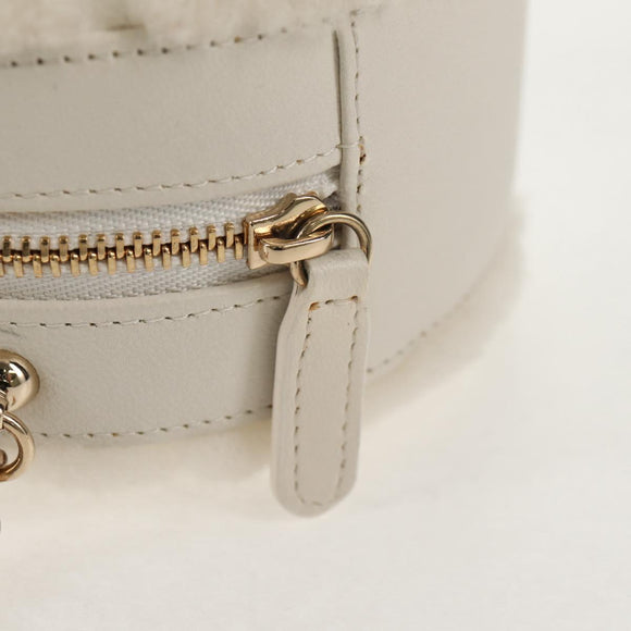 CHANEL V Stitch Chain Shoulder Bag Mouton White Gold CC Auth 148461AM