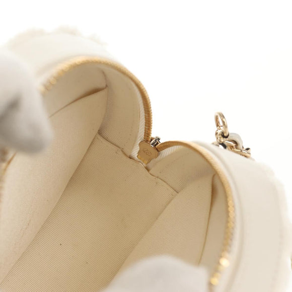 CHANEL V Stitch Chain Shoulder Bag Mouton White Gold CC Auth 148461AM