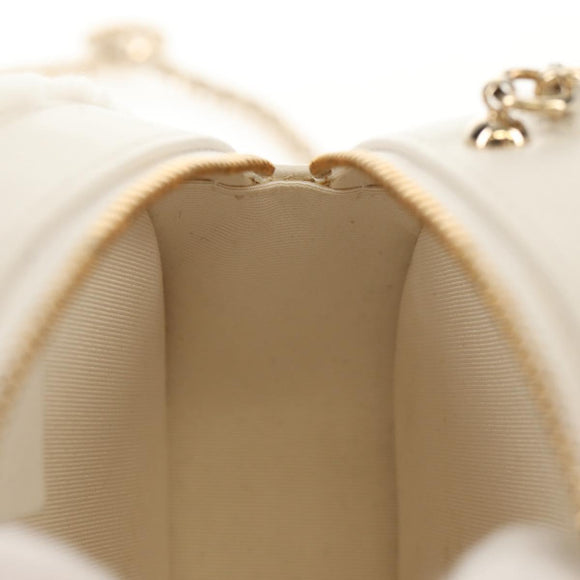 CHANEL V Stitch Chain Shoulder Bag Mouton White Gold CC Auth 148461AM