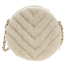 CHANEL V Stitch Chain Shoulder Bag Mouton White Gold CC Auth 148461AM-3