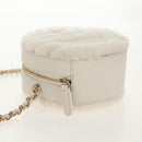 CHANEL V Stitch Chain Shoulder Bag Mouton White Gold CC Auth 148461AM-4
