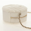 CHANEL V Stitch Chain Shoulder Bag Mouton White Gold CC Auth 148461AM-5