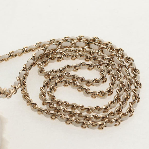 CHANEL V Stitch Chain Shoulder Bag Mouton White Gold CC Auth 148461AM