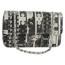 CHANEL Double Flap Chain Shoulder Bag Leather Silver CC Auth 148462SAM-1