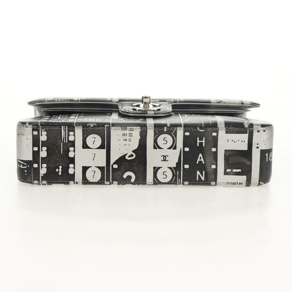 CHANEL Double Flap Chain Shoulder Bag Leather Silver CC Auth 148462SAM