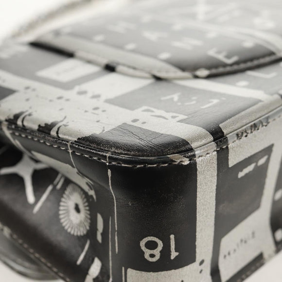 CHANEL Double Flap Chain Shoulder Bag Leather Silver CC Auth 148462SAM