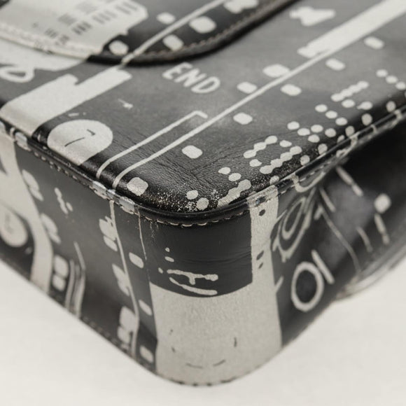 CHANEL Double Flap Chain Shoulder Bag Leather Silver CC Auth 148462SAM