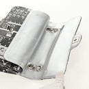 CHANEL Double Flap Chain Shoulder Bag Leather Silver CC Auth 148462SAM-9