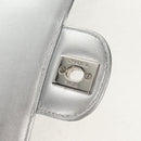 CHANEL Double Flap Chain Shoulder Bag Leather Silver CC Auth 148462SAM-20