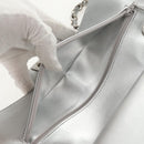 CHANEL Double Flap Chain Shoulder Bag Leather Silver CC Auth 148462SAM-23