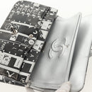 CHANEL Double Flap Chain Shoulder Bag Leather Silver CC Auth 148462SAM-24