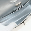 CHANEL Double Flap Chain Shoulder Bag Leather Silver CC Auth 148462SAM-10