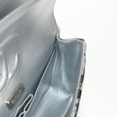 CHANEL Double Flap Chain Shoulder Bag Leather Silver CC Auth 148462SAM-27