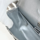 CHANEL Double Flap Chain Shoulder Bag Leather Silver CC Auth 148462SAM-28