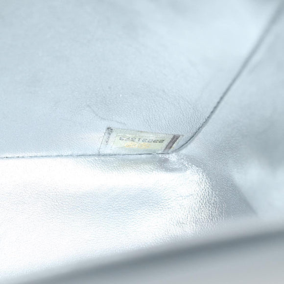 CHANEL Double Flap Chain Shoulder Bag Leather Silver CC Auth 148462SAM